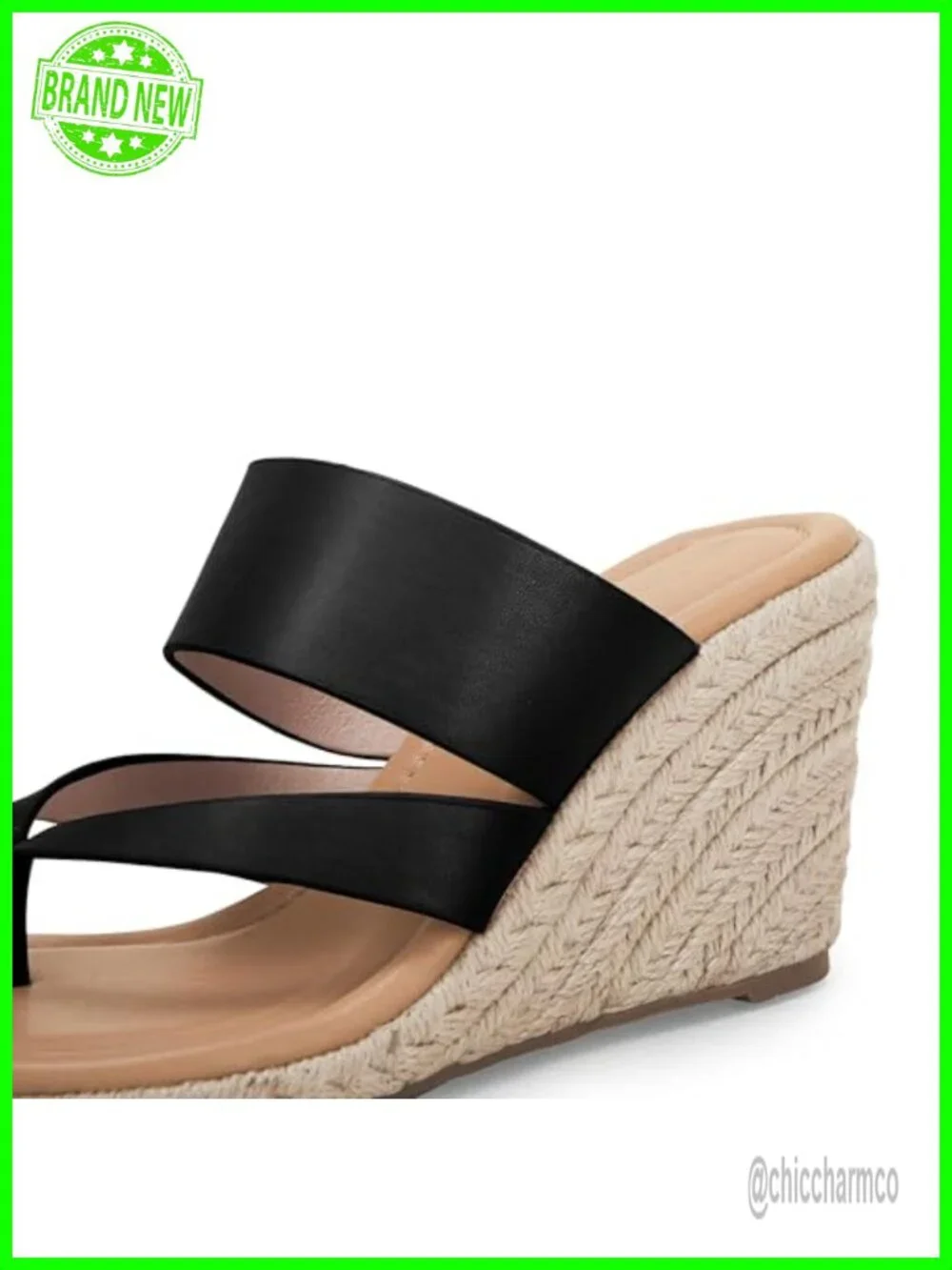 Women's Espadrille Wedge Sandals Platform Thong Leather Strap Slides